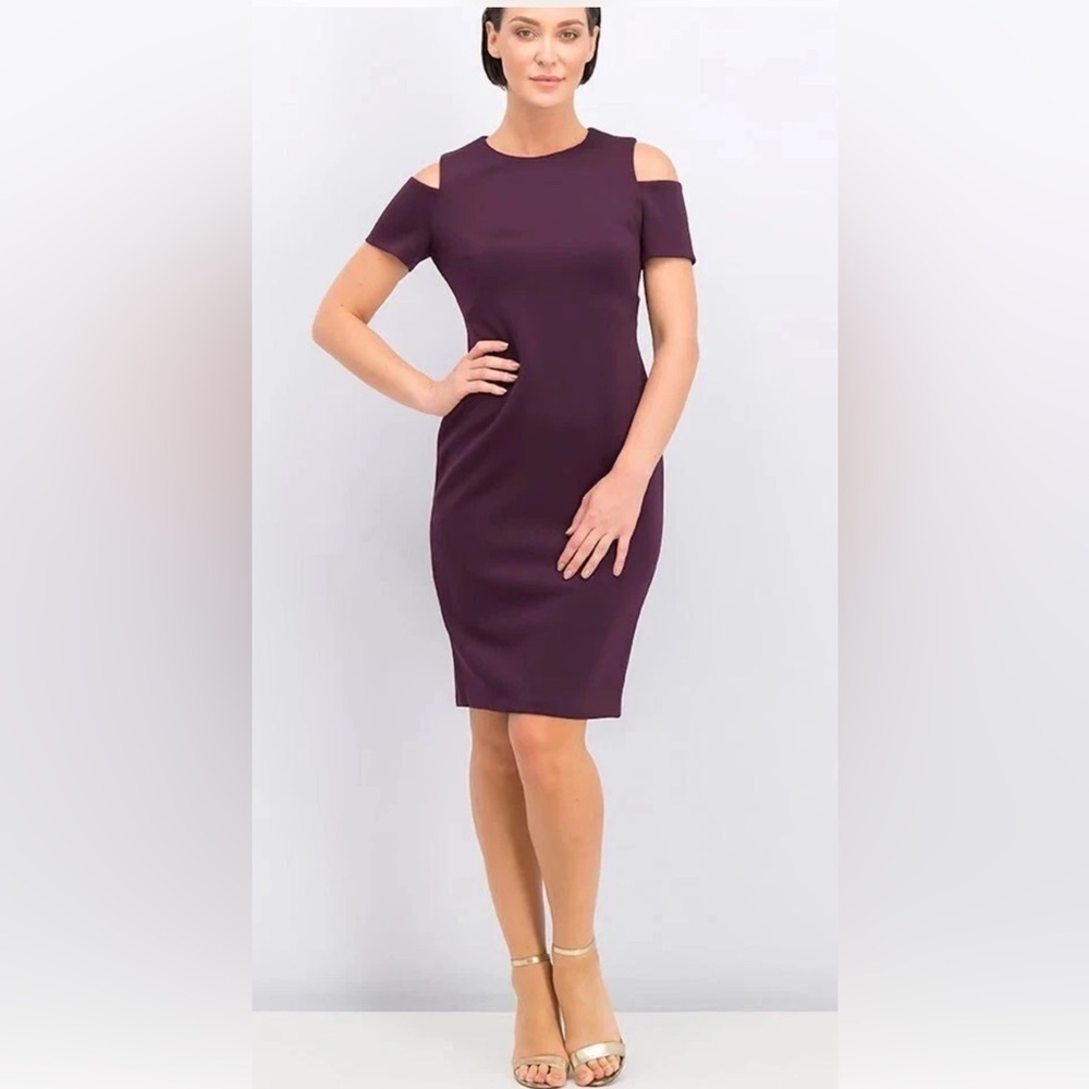 Dave & Johnny Elegant Burgundy Cold Shoulder Dress